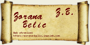 Zorana Belić vizit kartica